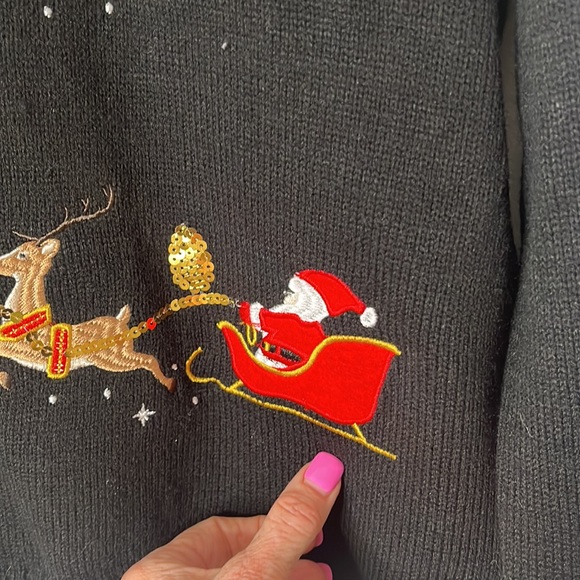 Karen Scott Christmas Sweater, Black, Size Large. - Picture 7 of 7
